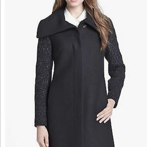 SALE Haan Cole Tweed Sleeve Coat Black. NWT